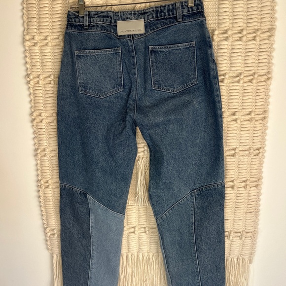 Maniere De Voir lace up patchwork jeans - Picture 6 of 9